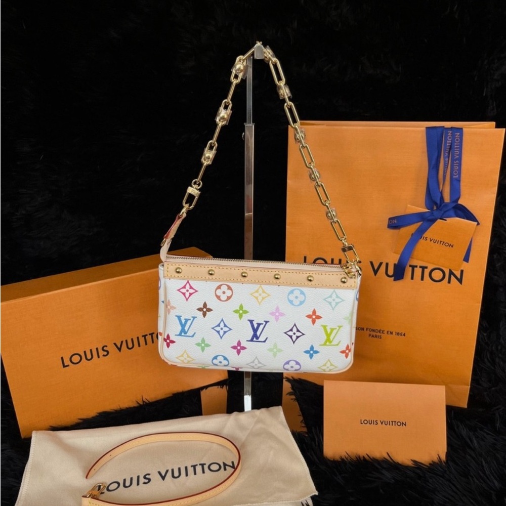 Louis Vuitton White Multicolor Monogram Shoulder Bag